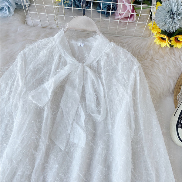 Cămașă modernă de damă cu panglică în trei culori