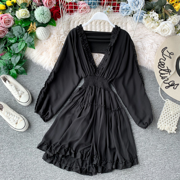 Rochie moderna de dama cu decolteu in V in mai multe culori