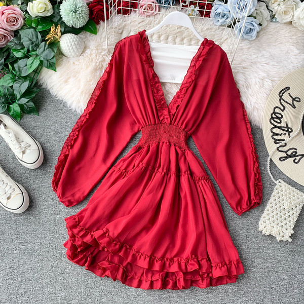 Rochie moderna de dama cu decolteu in V in mai multe culori