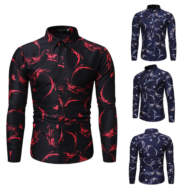 Cămașă modernă pentru bărbați cu guler în albastru și negru