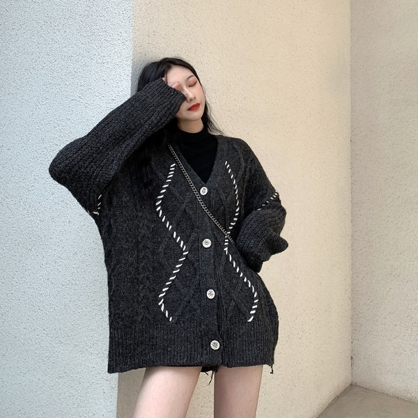 Vestă casual lungă în gri și roșu