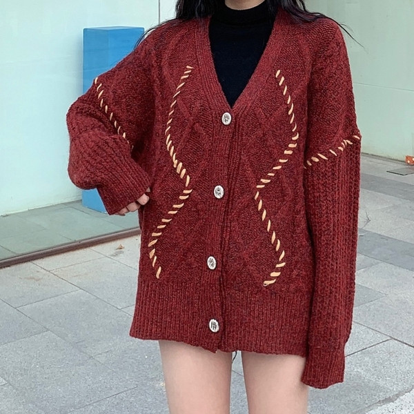 Vestă casual lungă în gri și roșu