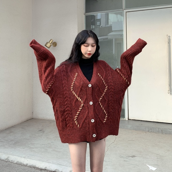 Vestă casual lungă în gri și roșu