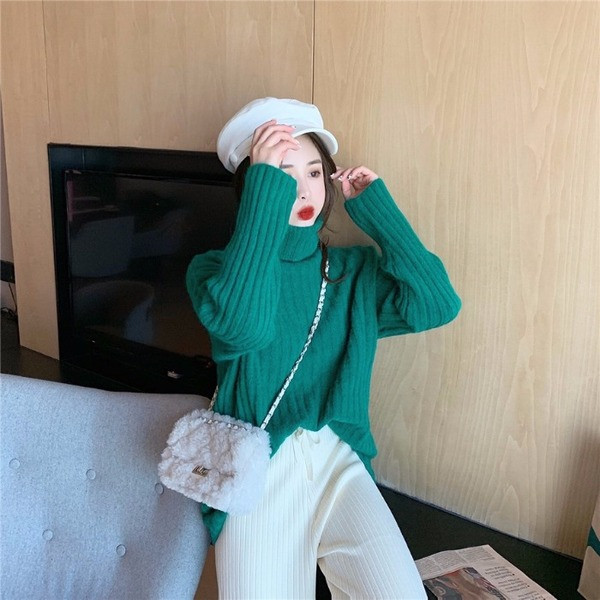 Γυναικεία casual πουλόβερ με υψηλό κολάρο σε διάφορα χρώματα