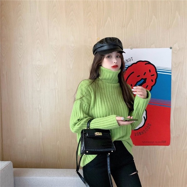 Γυναικεία casual πουλόβερ με υψηλό κολάρο σε διάφορα χρώματα