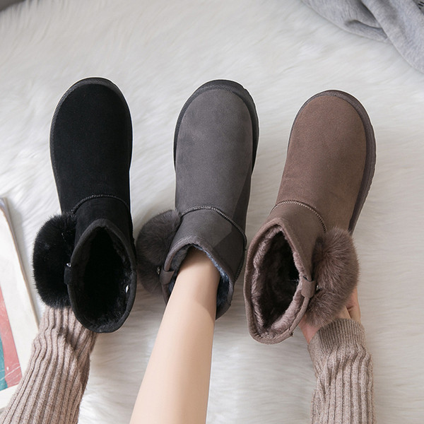 Cizme de iarna de dama cu talpa plate in negru, gri si maro