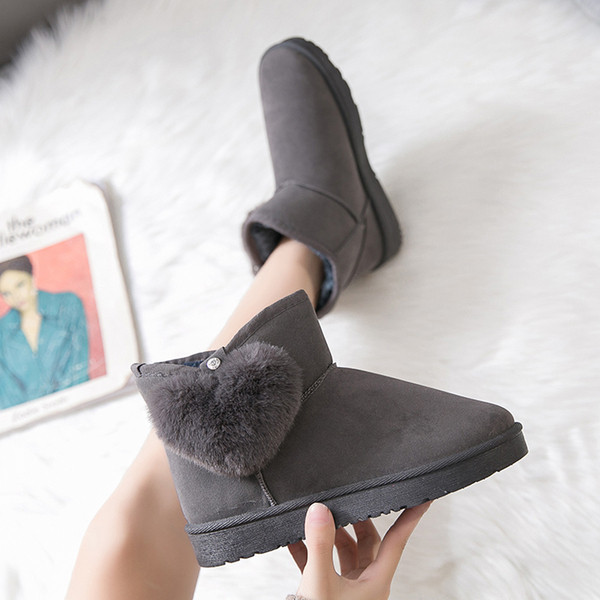 Cizme de iarna de dama cu talpa plate in negru, gri si maro