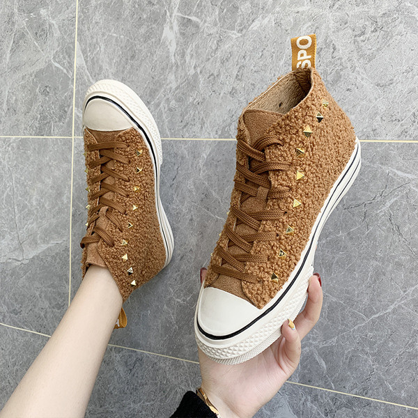 Tenisi dama de toamna cu puf in mai multe culori