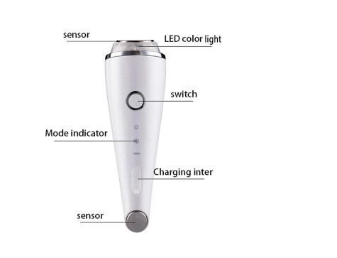 Αντιρυτιδική συσκευή σύσφιξης δέρματος με ζεστές και κρύες δονήσεις σε λευκό χρώμα