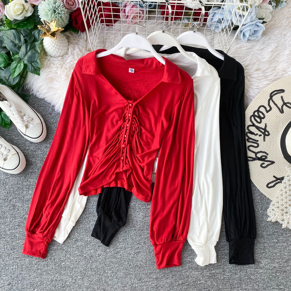 Γυναικεία πουκάμισα με κλασικό γιακά σε τρία χρώματα