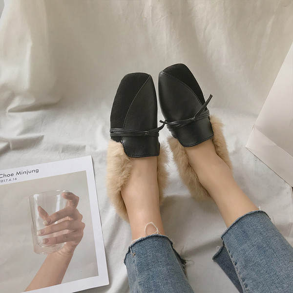 Pantofi de damă de toamnă-iarnă cu căptușeală moale în negru și portocaliu