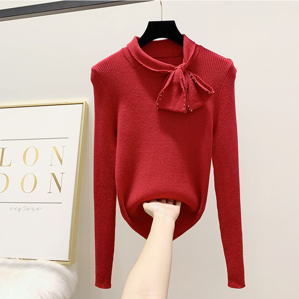 Μοντέρνο γυναικείο πουλόβερ με κορδέλα σε τέσσερα χρώματα