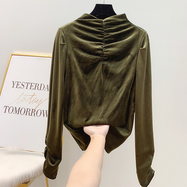 Μοντέρνα γυναικεία μπλούζα με βελούδο σε διάφορα χρώματα