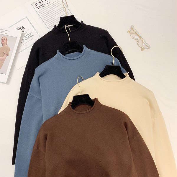 Γυναικείο πουλόβερ με κολάρο σε τέσσερα χρώματα