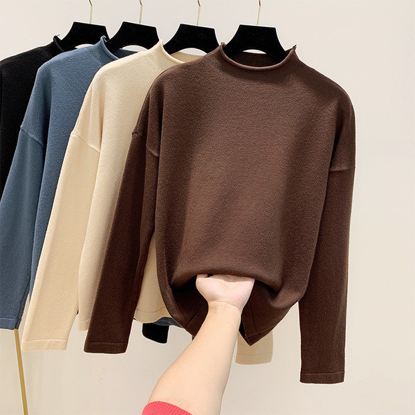 Γυναικείο πουλόβερ με κολάρο σε τέσσερα χρώματα