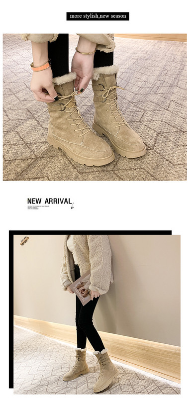 Γυναικείες χειμωνιάτικες μπότες με μαλακή επένδυση σε μαύρο και μπεζ χρώμα