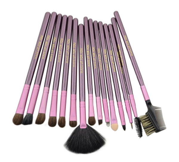 Σετ από 20 βούρτσες μακιγιάζ + θήκη αποθήκευσης σε μοβ χρώμα