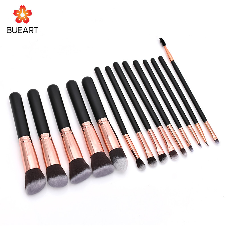 Pensule de machiaj de înaltă calitate în negru - un set de 14 piese