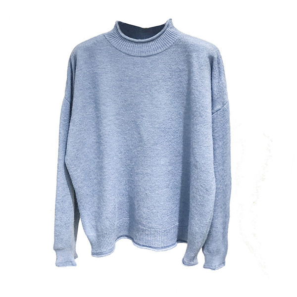 Νέο μοντέλο γυναικείο πουλόβερ  με κολάρο και μακρύ μανίκι σε πορτοκαλί, λευκό και μπλε χρώμα