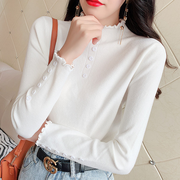 Μοντέρνο λεπτό πλεκτό γυναικείο πουλόβερ γμε κουμπιά σε διάφορα χρώματα