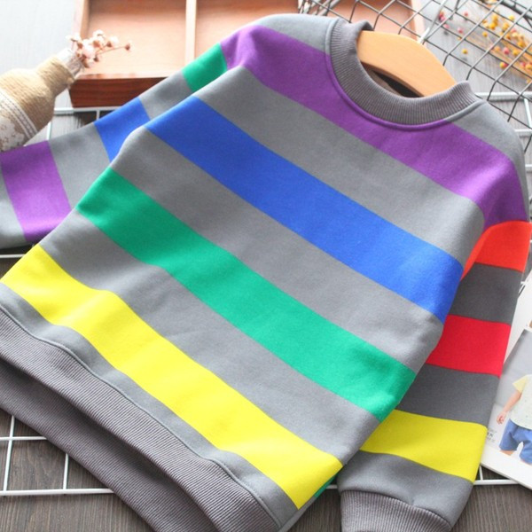 Κομψή παιδική ριγέ μπλούζα με στρογγυλό λαιμό για κορίτσια