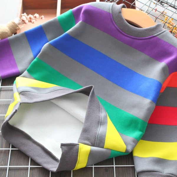 Κομψή παιδική ριγέ μπλούζα με στρογγυλό λαιμό για κορίτσια