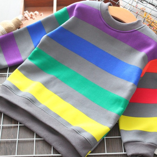 Κομψή παιδική ριγέ μπλούζα με στρογγυλό λαιμό για κορίτσια