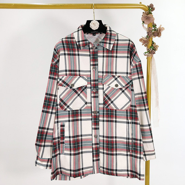 Γυναικεία καρό πουκάμισο κλασικό σχέδιο με τσέπες