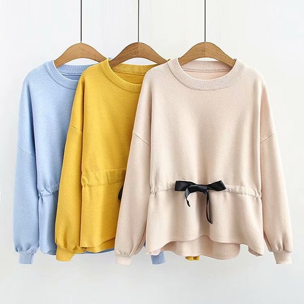 Bluză casual de damă cu mâneci lungi și legături în talie în trei culori