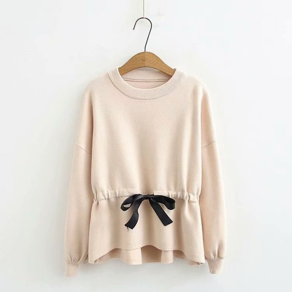 Bluză casual de damă cu mâneci lungi și legături în talie în trei culori