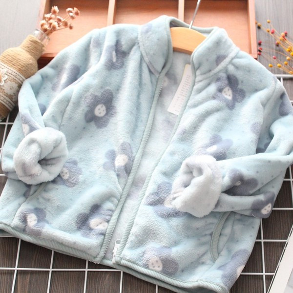 Hanorac modern pentru copii cu motive florale în albastru și roz
