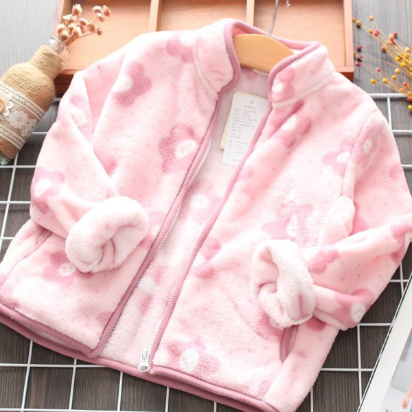 Hanorac modern pentru copii cu motive florale în albastru și roz