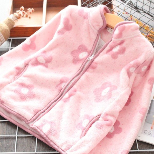 Hanorac modern pentru copii cu motive florale în albastru și roz