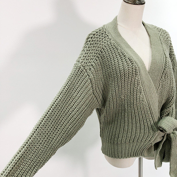 Női alkalmi rövid kardigán derékkötővel