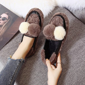 Pantofi casual dama din puf cu talpa plata in doua culori