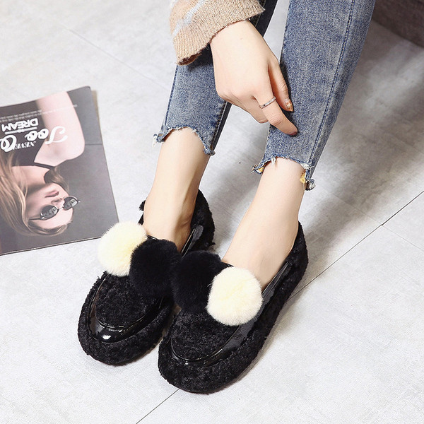 Pantofi casual dama din puf cu talpa plata in doua culori