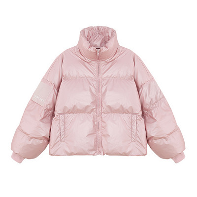 ÚJ modell női téli kabát magas gallérral fehér, kék és rózsaszín színekben