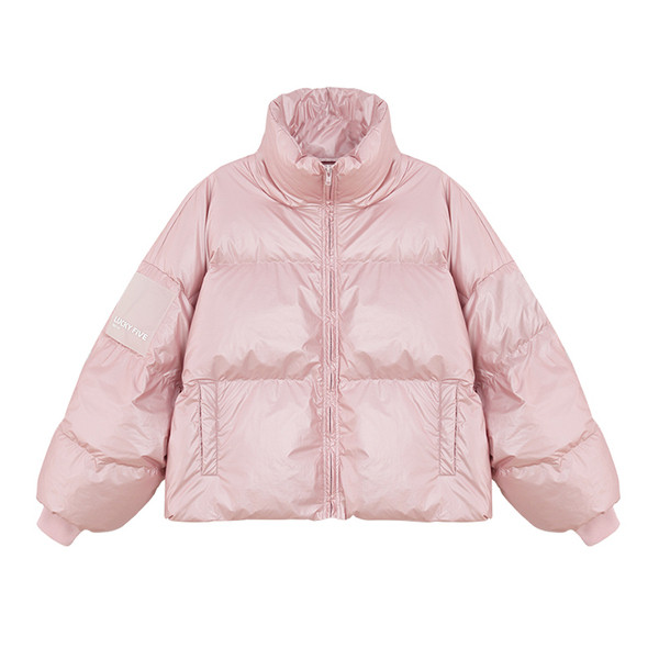 ÚJ modell női téli kabát magas gallérral fehér, kék és rózsaszín színekben