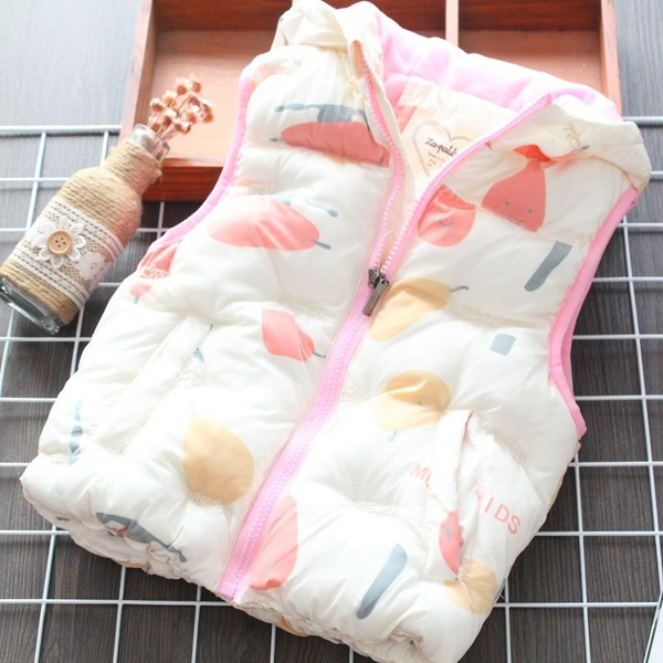 Casual παιδικό γιλέκο  για κορίτσια με χρωματιστό μοτίβο σε λευκό χρώμα