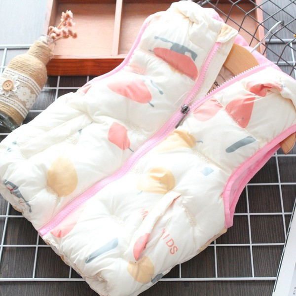 Casual παιδικό γιλέκο  για κορίτσια με χρωματιστό μοτίβο σε λευκό χρώμα