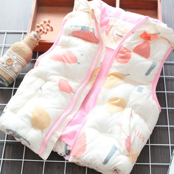 Casual παιδικό γιλέκο  για κορίτσια με χρωματιστό μοτίβο σε λευκό χρώμα