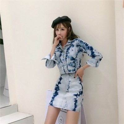 Γυναικείο τζιν σετ - μπουφάν και κοντύ φούστα