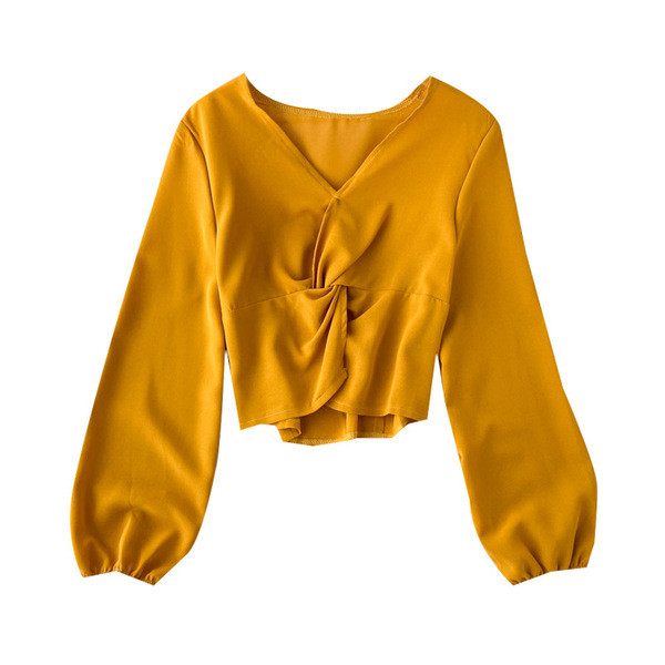 Μοντέρνα γυναικεία μπλούζα με λαιμόκοψη σε άσπρο, μαύρο, κόκκινο, κίτρινο και μπεζ χρώμα