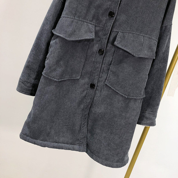 Hosszú kordbársony kabát meleg béléssel és gombokkal