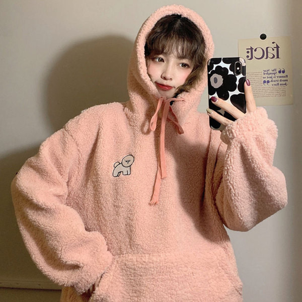 Γυναικείο καθημερινό φούτερ σε μπλε και ροζ χρώμα με  κουκούλα