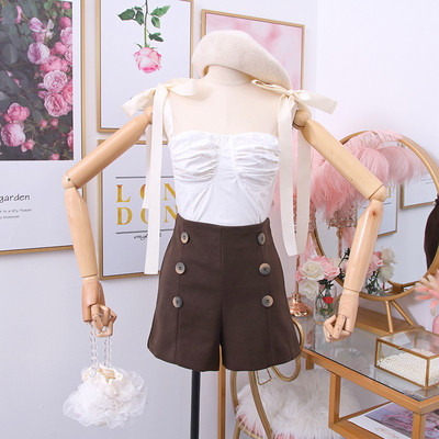 Μοντέρνο Slim γυναικείο έκο δερμάτινο αμάνικο σε λευκό και μαύρο χρώμα