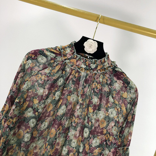 Γυναικεία μπλούζα με floral  πριντ από σιφόν 