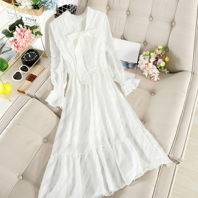 Modern női ruha szalaggal és hosszú ujjú négy színben