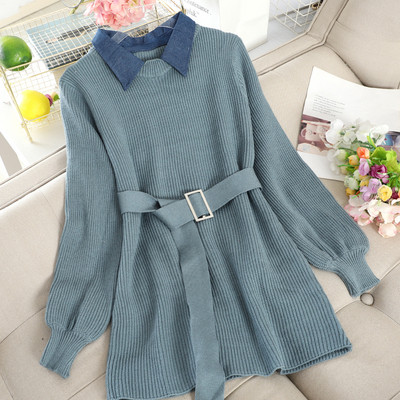 Modern női pulóver övvel, öt színben