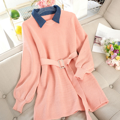 Modern női pulóver övvel, öt színben